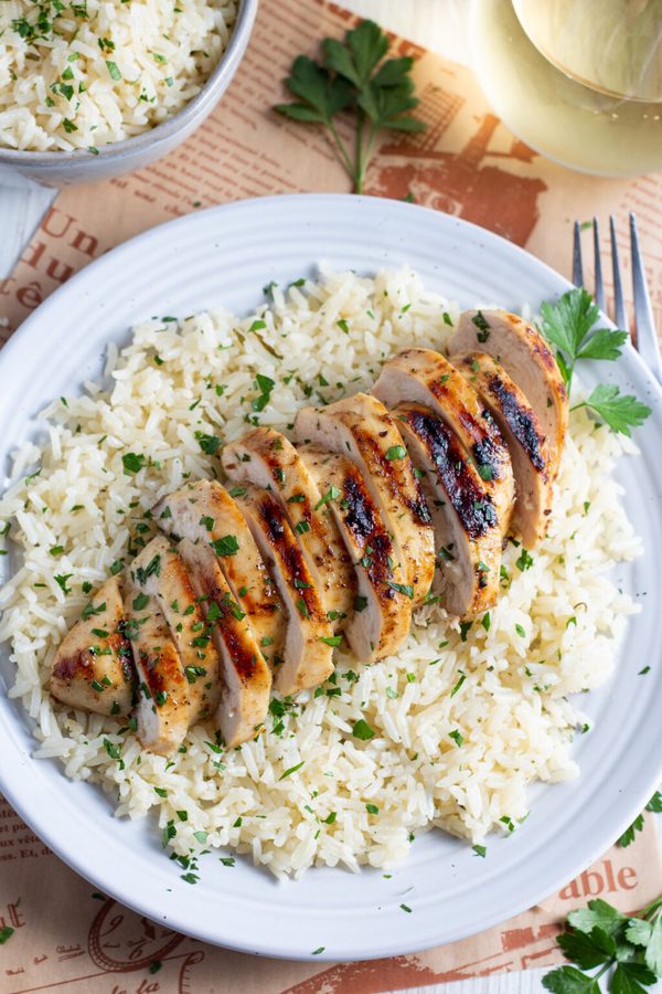 Grilled Chicken Over Rice Platter